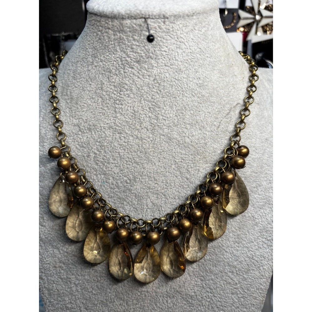 #1. Vintage Antique Style Brass Statement Necklace